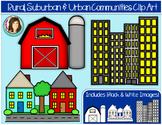 Rural, Suburban & Urban Community Buildings Clip Art