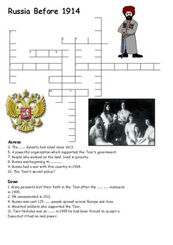 Russia Before 1914 Crossword by Steven #39 s Social Studies TPT