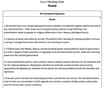 Preview of Russia O'Neil Reading/Study Guide