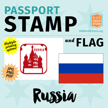 Preview of Russia Passport Stamp & Flag, Poster & Clip Art for Around the World Unit