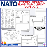 NATO Research project map and flag. Ukraine-Russia- Israel