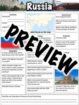 Preview of Russia Worksheet