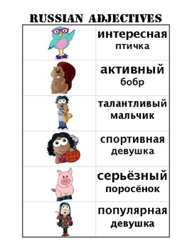 Preview of Russian Adjectives - Cognates