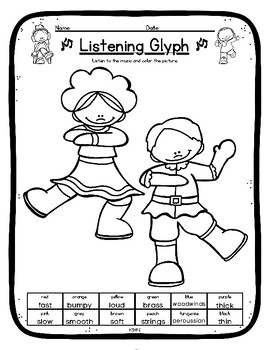 Preview of Russian Dancers Listening Glyph Elements of Music Coloring Worksheet Activity