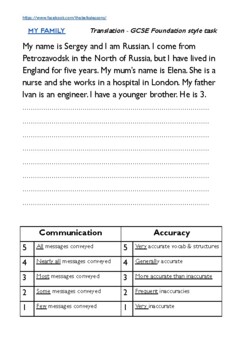 Preview of Russian GCSE exam style translation tasks