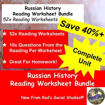 Preview of Russian History COMPLETE Reading Worksheet Bundle *Editable**
