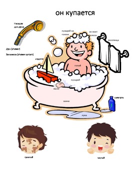 Preview of Russian Queue Cards - Bathtime