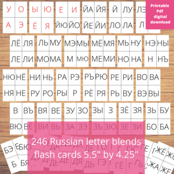 Preview of Russian Reading Program 246 Flashcards Letter Blends for Word Building Games