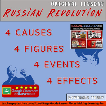 Preview of Russian Revolution - 4 causes, 4 figures, 4 events, 4 effects (23-slide PPT)