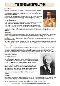 Preview of Russian Revolution Reading Activity and Worksheet