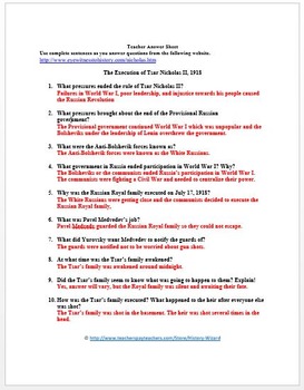 The Russian Revolution Worksheet Answer Key