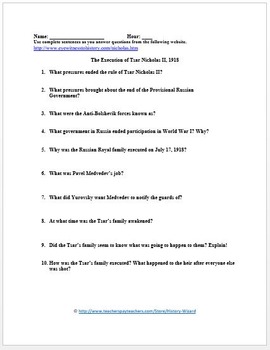 russian revolution lesson plan collection by history wizard tpt