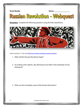 Preview of Russian Revolution - Webquest with Key