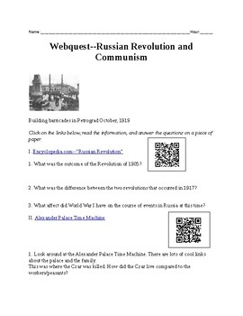 Preview of Russian Revolution and Communism (Webquest)
