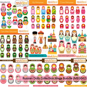 Preview of Russian dolls collection clip art mega bundle (9 packs)