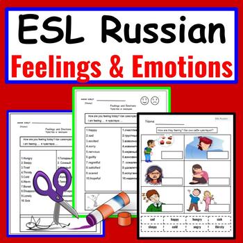 Preview of Russian to English ESL Newcomer Activities- Adjectives- Feelings & Emotions