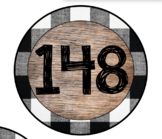 Rustic Black and White Plaid Wood Number Labels 1-150