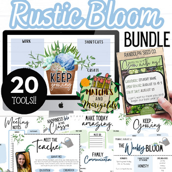 Preview of Rustic Bloom Succulent Garden Organization,Communication, & Digital Decor BUNDLE