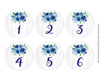 rustic blue floral cubby number labels 1 30 by pink posy paperie