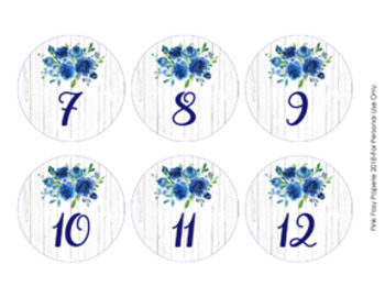 rustic blue floral cubby number labels 1 30 by pink posy paperie