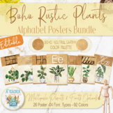 Rustic Boho Plants Alphabet  Posters | Modern Neutral Retr