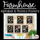 Rustic Chalkboard Alphabet Posters, Phonics Posters and Word Wall