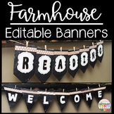 Rustic Chalkboard Pennant Banners Editable