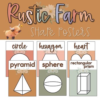Preview of Rustic Farm 2D and 3D Shapes Posters | Classroom Decor