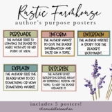 Rustic Farmhouse Author's Purpose Posters