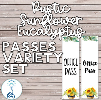 Preview of Rustic Sunflower Eucalyptus Print and Cursive Passes Variety Pack
