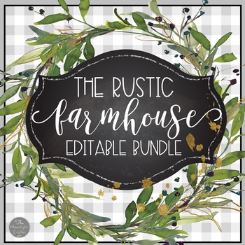 Preview of Rustic Farmhouse EDITABLE Classroom Decor BUNDLE