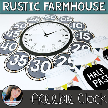 Preview of Rustic Farmhouse - Freebie Classroom Clock
