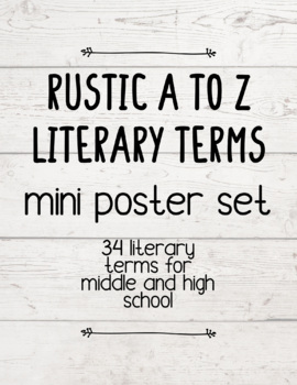 Preview of Rustic Farmhouse Literary Term Posters A to Z