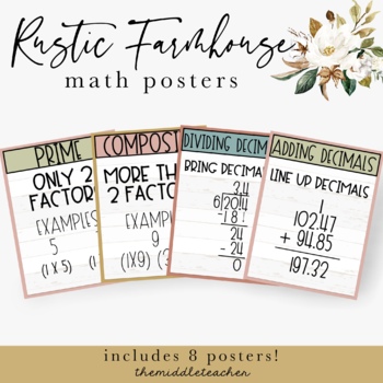Preview of Rustic Farmhouse Math Posters