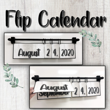Preview of Rustic Flip Calendar, Farmhouse Calendar, Wood, Multiple Fonts! Editable