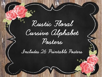 Preview of Rustic Floral Farmhouse Cursive Alphabet Posters