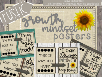 Preview of Rustic Farmhouse Growth Mindset Posters in 6 Different Styles Modern Rustic