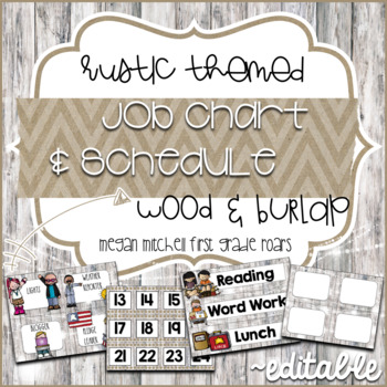 Preview of Rustic Classroom Decor Job Chart & Class Schedule