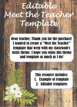 Preview of Rustic - Meet the Teacher Template