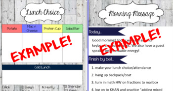 Preview of Rustic Morning Message & Lunch Choice SMART Document