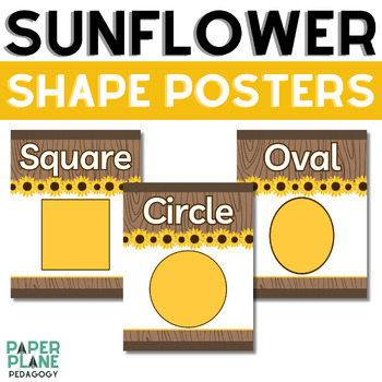 Preview of Rustic Sunflower Classroom Decor | Shape Posters (2D and 3D Shapes)