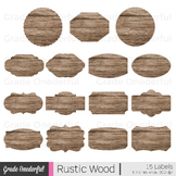 Rustic Wood Labels, Brown Tags, Wooden Frames