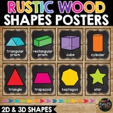 Rustic Wood Shapes Posters 2D and 3D Classroom Décor Poste