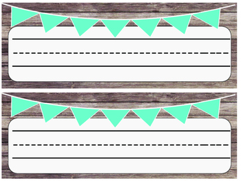 rustic wood teal banner name plates locker tags by miss pierces posse