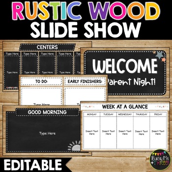Preview of Rustic Wood Themed Slide Show | Colorful | Editable | Google Slides | PowerPoint