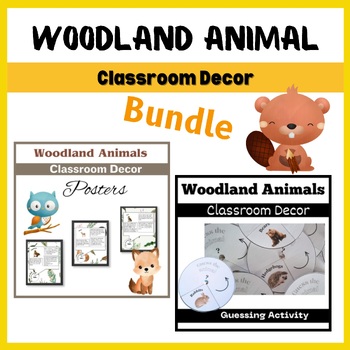 Preview of Rustic Woodland Animals Classroom Decor Bundle|Animals Adaptation|November 