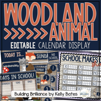 Preview of Rustic Woodland Animals Calendar Display (Editable!)
