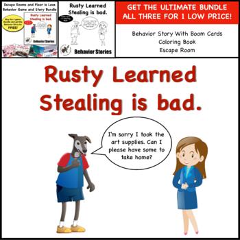 Preview of Rusty Learned Stealing is Bad Ultimate Bundle Social Skills Behavior Story - SEL