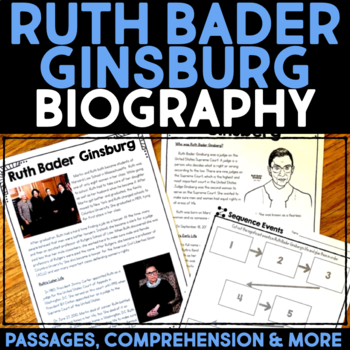 Preview of Ruth Bader Ginsburg Biography Research, Reading Passage - Women's History