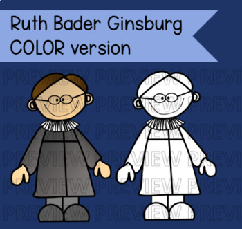 Preview of Ruth Bader Ginsburg Clipart - FULL COLOR - transparent background!